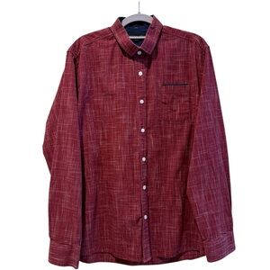 Impatient‎ Wolves Long Sleeve Button Down Shirt Red Crosshatch Size 1 (M)